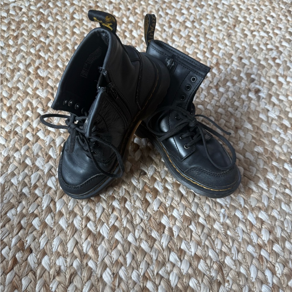 Black Leather Lace-Up Boots